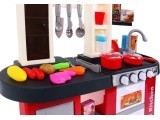 Kitchen with fridge, water tap
