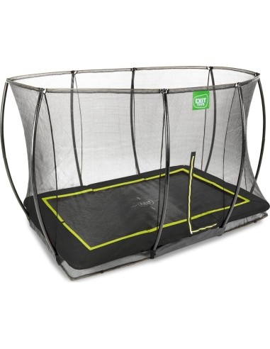EXIT Silhouette ground trampoline 214x305cm with safety net - black Outdoor Rectangular Coil spring Sunken trampoline