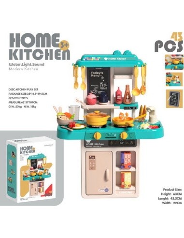 Kitchen Kitchenette with Light Function 43 pieces. Blue