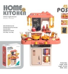 Kitchen Kitchenette with Light Function 43 pieces. Pink