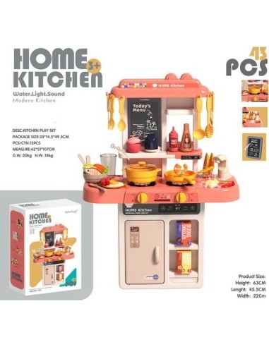 Kitchen Kitchenette with Light Function 43 pieces. Pink