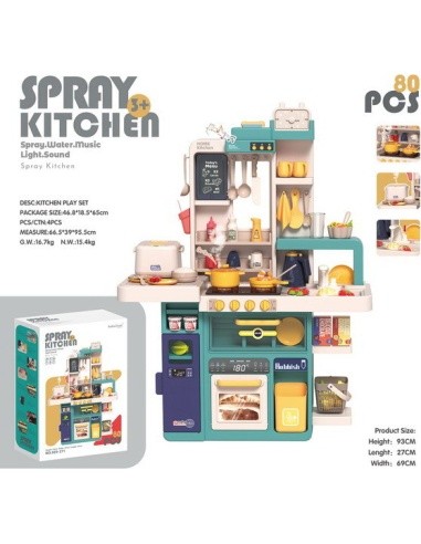 Kitchen Kitchenette with Light, Sound and Water Function 80 pieces. green