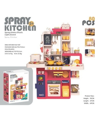 Kitchen Kitchenette with Light, Sound and Water Function 80 pieces. Red