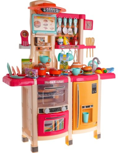 Kitchen Kitchenette with Light and Sound Function 65 pcs. Pink