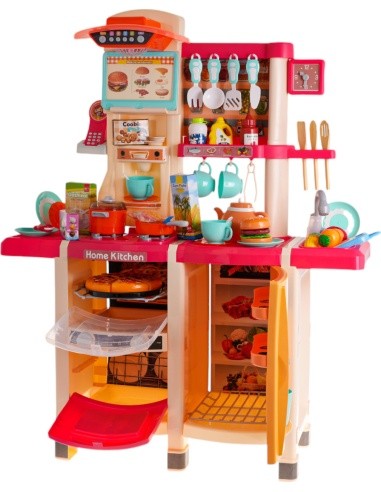 Kitchen Kitchenette with Light and Sound Function 65 pcs. Pink