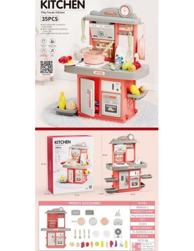 Kitchen Kitchenette with Sound Function 28 pcs. Pink