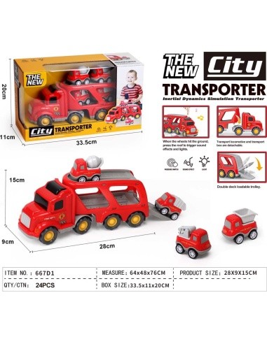 Set of Vehicles: Tow Truck + Fire Trucks