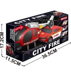 Helicopter + Fire Department Car Set
