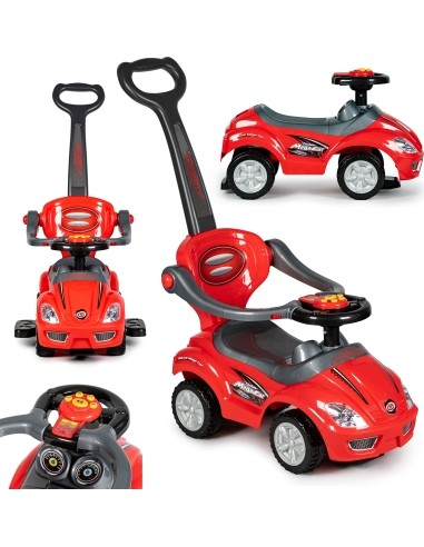 Rider, walker, pusher 3-in-1 deluxe with music panel red