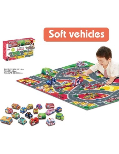 City Fire Department Mat + Soft Car Set