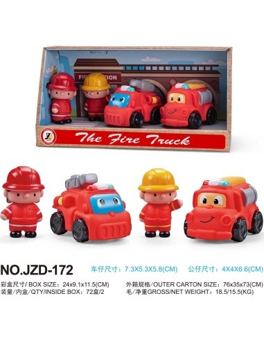 Firefighters with Vehicles Set