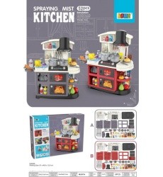 Kitchen Kitchenette with Sound and Water Function 52 pieces. Grey