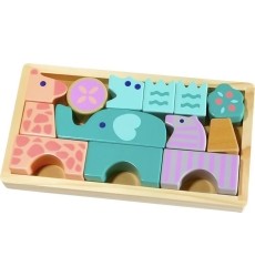 Wooden blocks animals 13 pcs. Animals Ecotoys