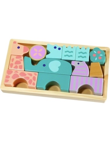 Mediniai kaladėlės gyvūnai 13 vnt. Ecotoys