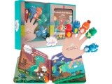 Set of Rubber Puppets Dinosaurs + Booklet