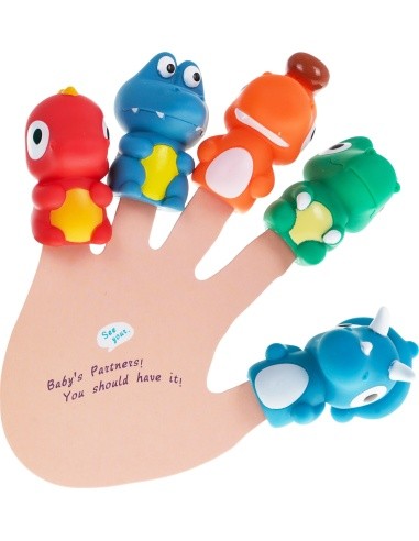 Set of Rubber Puppets Dinosaurs + Booklet