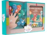 Set of Rubber Puppets Dinosaurs + Booklet