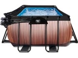 EXIT Wood pool 540x250x122cm with dome and sand filter pump - brown