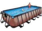 EXIT Wood pool 540x250x122cm with dome and sand filter pump - brown