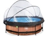 EXIT Wood pool ø300x76cm with dome and filter pump - brown