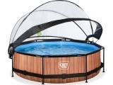 EXIT Wood pool ø300x76cm with dome and filter pump - brown