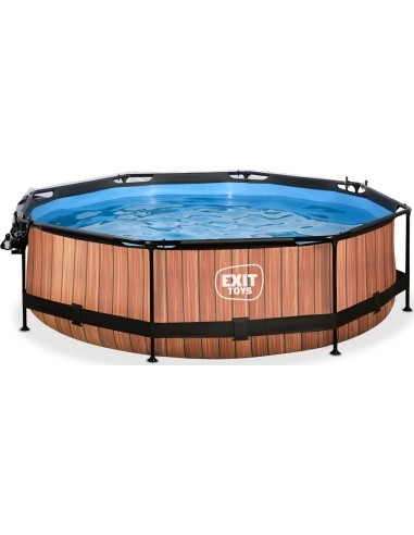 EXIT Wood pool ø300x76cm with dome and filter pump - brown