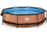 EXIT Wood pool ø300x76cm with dome and filter pump - brown