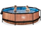 EXIT Wood pool ø300x76cm with dome and filter pump - brown