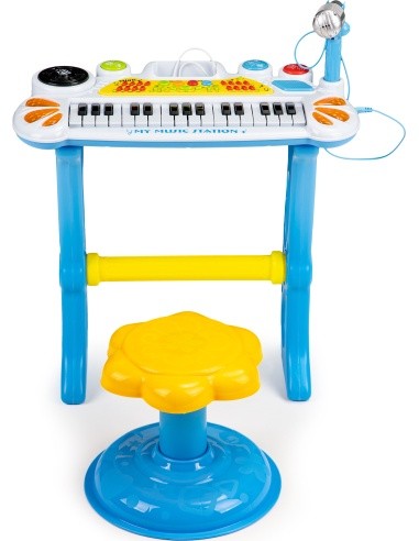 Keyboard piano with microphone EcoToys, blue