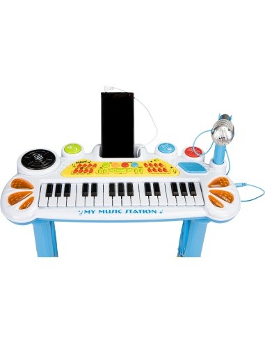 Keyboard piano with microphone EcoToys, blue