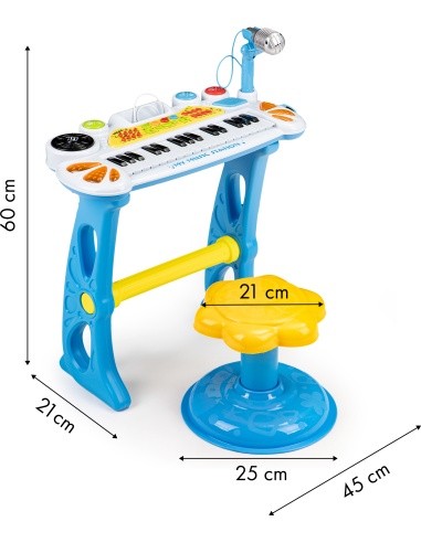 Keyboard piano with microphone EcoToys, blue