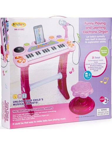 Keyboard piano with microphone EcoToys, pink