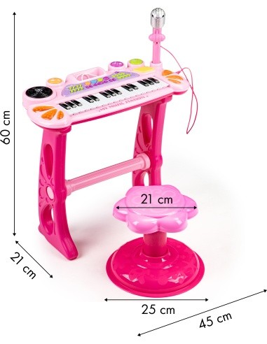 Keyboard piano with microphone EcoToys, pink