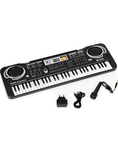 Vaikiškas pianinas su mikrofonu ir maitinimo šaltiniu
