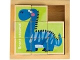 Edukacinė, medinė, kaladėlių dėlionė Ecotoys Dino