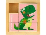 Edukacinė, medinė, kaladėlių dėlionė Ecotoys Dino