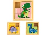 Edukacinė, medinė, kaladėlių dėlionė Ecotoys Dino