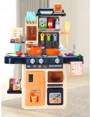 Kids kitchen sounds led steam generator 42 accessories navy blue