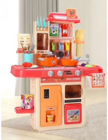 Kids kitchen sounds led steam generator 42 accessories pink