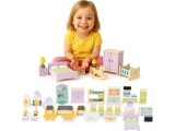 Wooden doll house furniture accessories set of 30 pieces