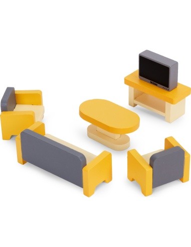 Wooden doll house furniture accessories set of 30 pieces
