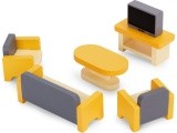 Wooden doll house furniture accessories set of 30 pieces