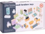 Wooden doll house furniture accessories set of 30 pieces