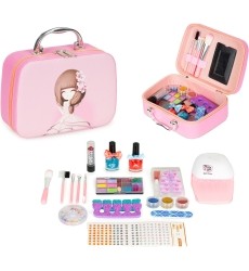 Set of cosmetics for children trunk with mirror UV LED lamp