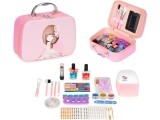Set of cosmetics for children trunk with mirror UV LED lamp