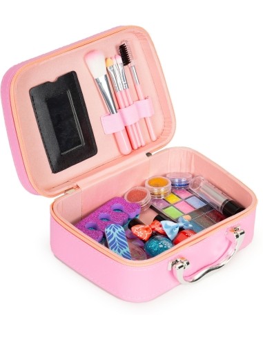 Set of cosmetics for children trunk with mirror UV LED lamp