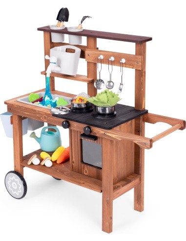 Outdoor mud kitchen for children with accessories fir wood ECOTOYS