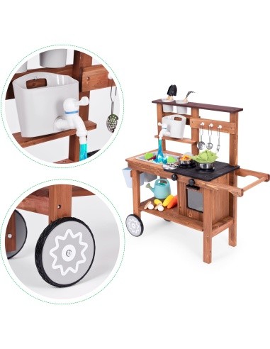 Outdoor mud kitchen for children with accessories fir wood ECOTOYS