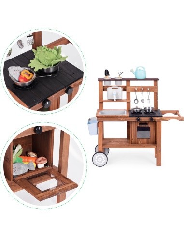 Outdoor mud kitchen for children with accessories fir wood ECOTOYS