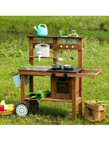 Outdoor mud kitchen for children with accessories fir wood ECOTOYS